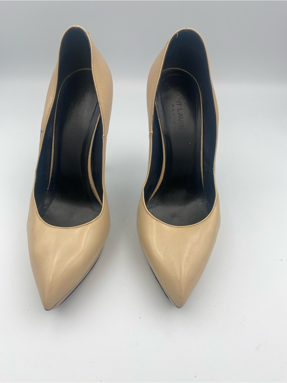 Saint Laurent Beige Pointed-Toe Stiletto Pumps - Picture 2 of 11
